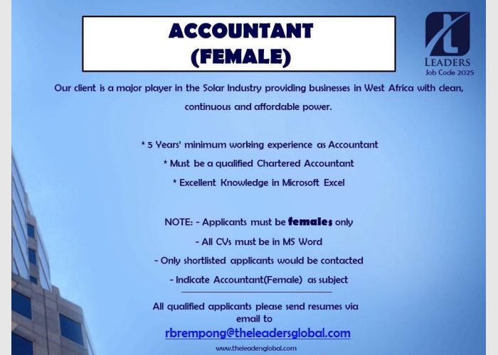 Job Vacancy for Accountant (Female)